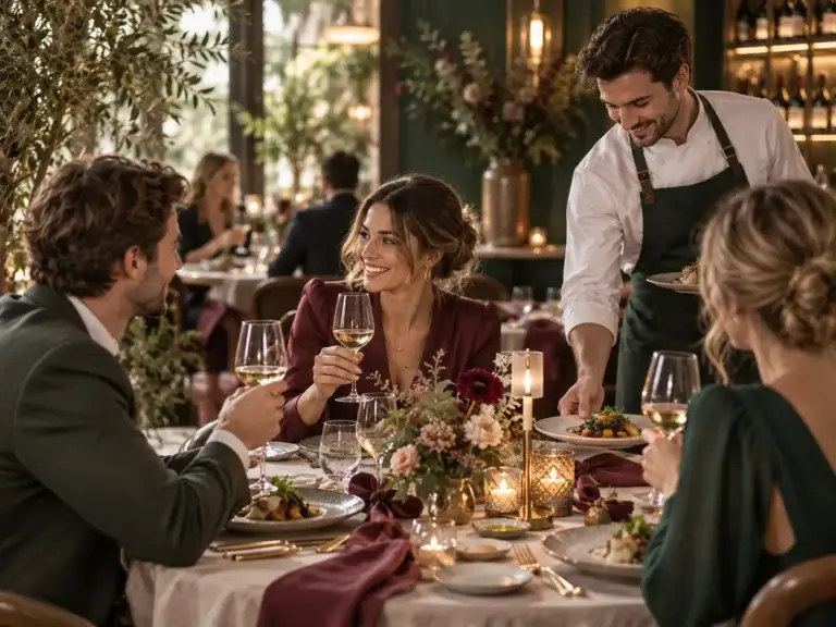 Gasten genieten samen van een sfeervol diner in een stijlvol restaurant. Restaurant Z